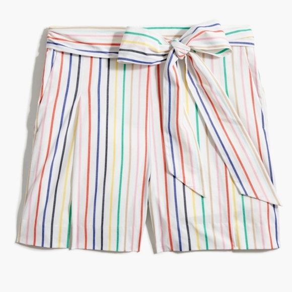 J. Crew Pants - J. Crew striped tie waist shorts Multicolor stripes with bow size 2